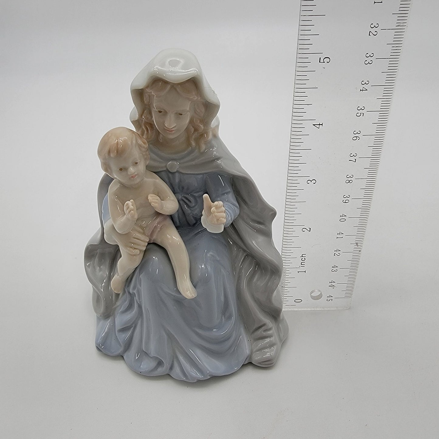 Vintage Roman Japan Porcelain Madonna & Child Music Box Plays Amazing Grace