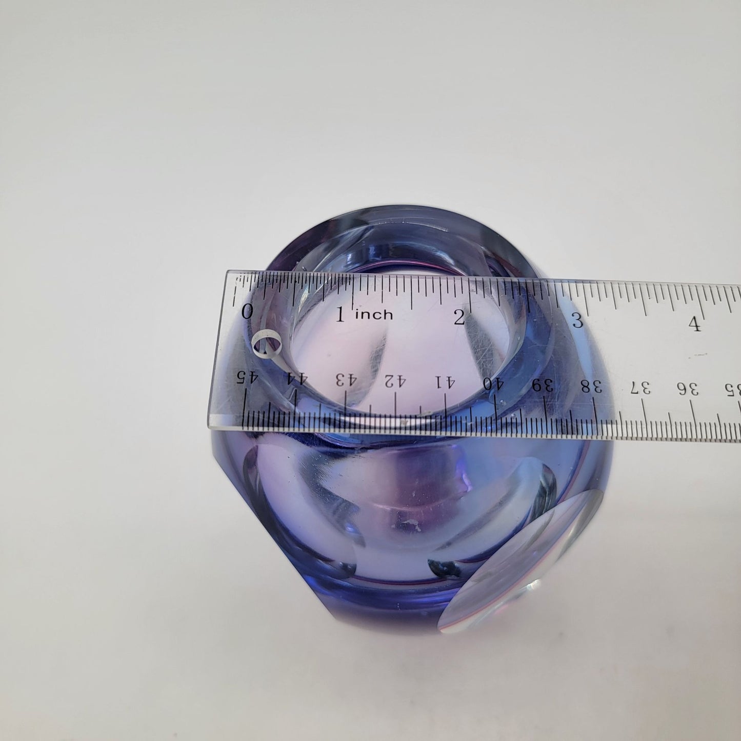 Flavio Poli Seguso Murano Sommerso Faceted Art Glass Vase Purple & Pink - As Found