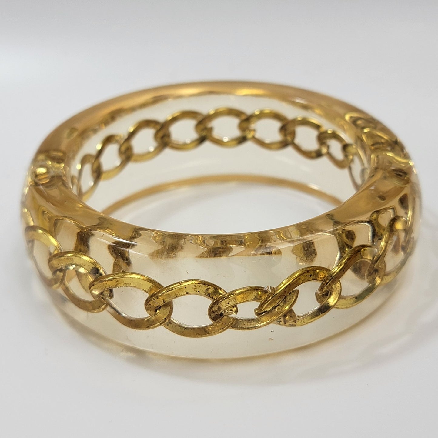 Vintage Lucite Curb Chain Bangle Bracelet