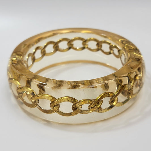 Vintage Lucite Curb Chain Bangle Bracelet
