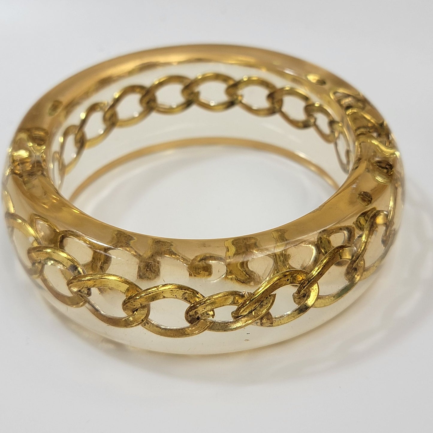 Vintage Lucite Curb Chain Bangle Bracelet