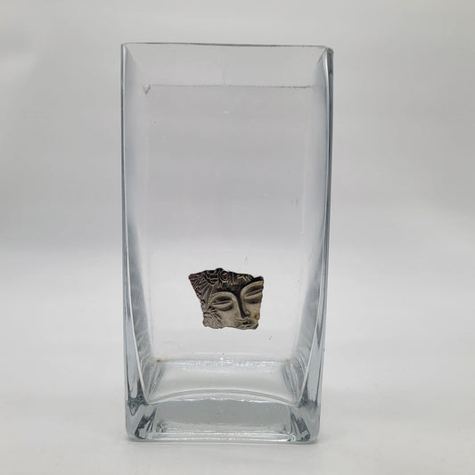 1980s Art Nouveau JJ Goddess Face Clear Glass Vase