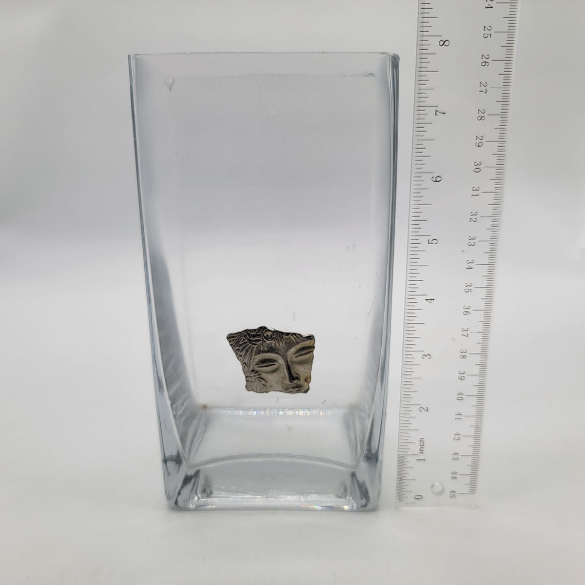 1980s Art Nouveau JJ Goddess Face Clear Glass Vase