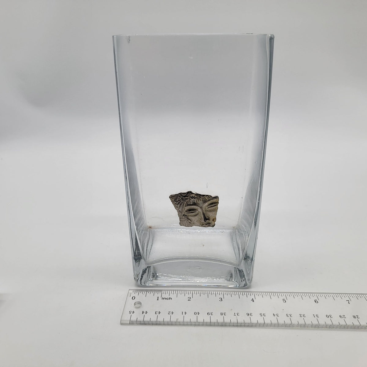 1980s Art Nouveau JJ Goddess Face Clear Glass Vase