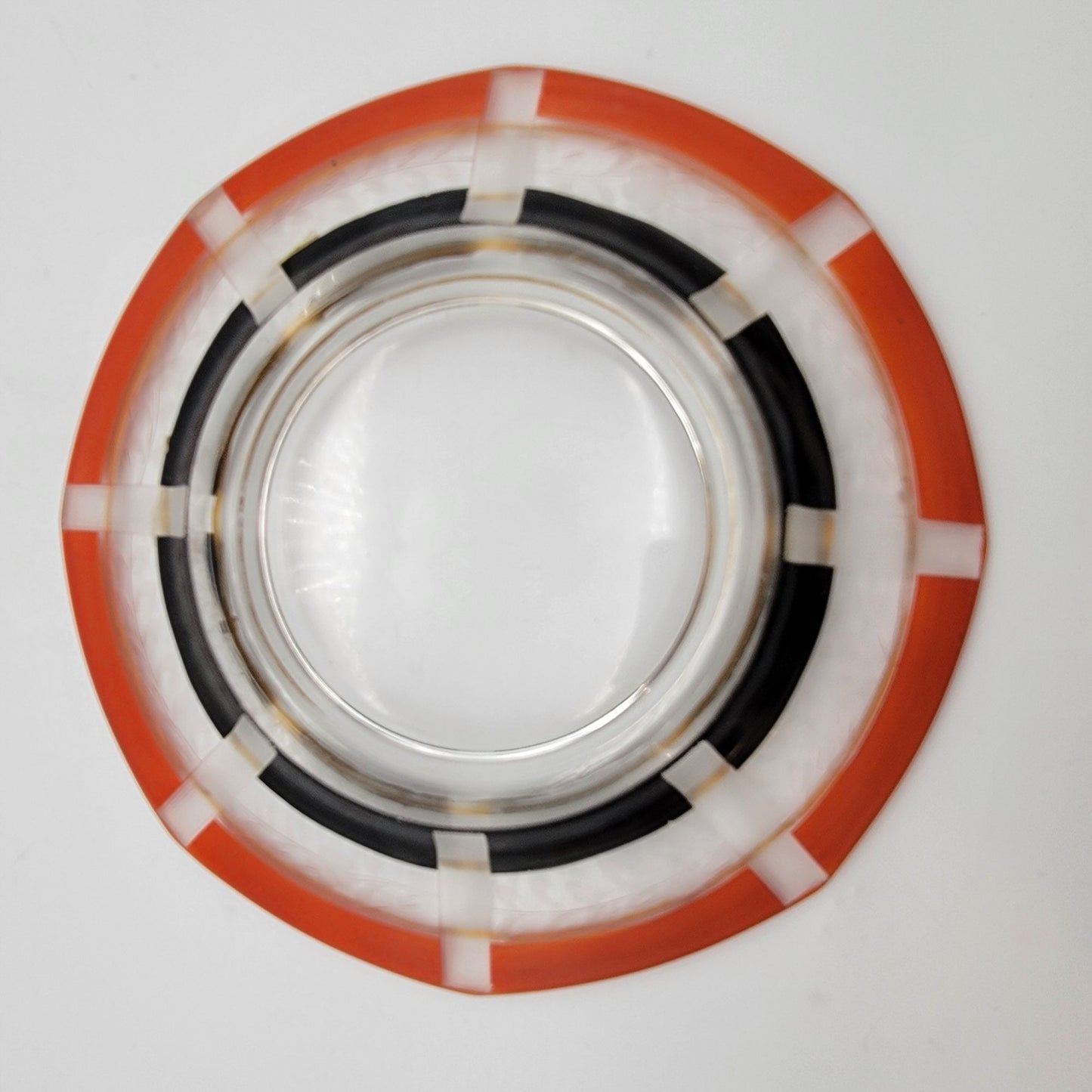Art Deco Orange and Black Etched Glass Pedestal Bowl & Matching Underplate