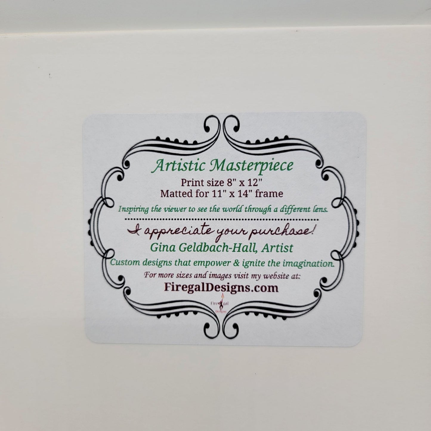 2018 "Coat Of Armor" By Gina Geldbach-Hall 8x12" Print  COA Included Firegal Designs