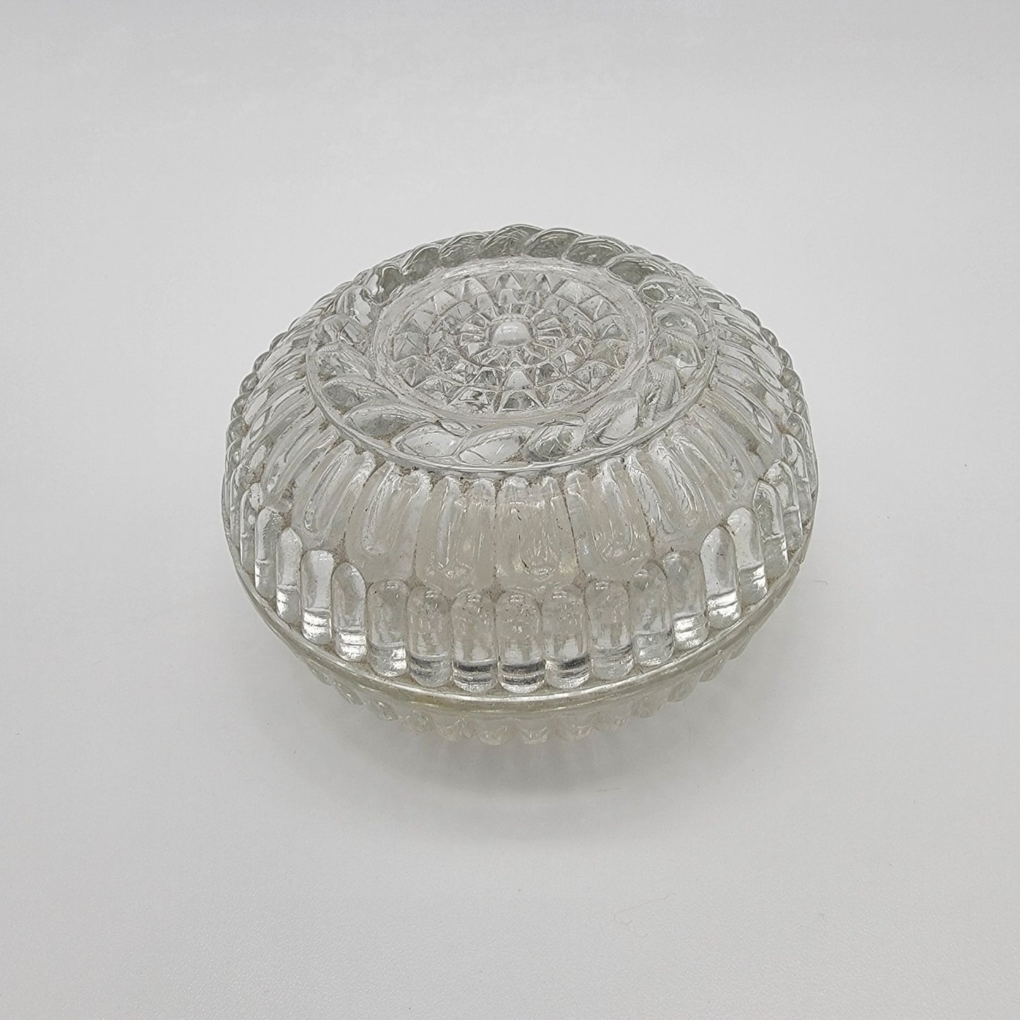 Vintage Round Glass Trinket Box