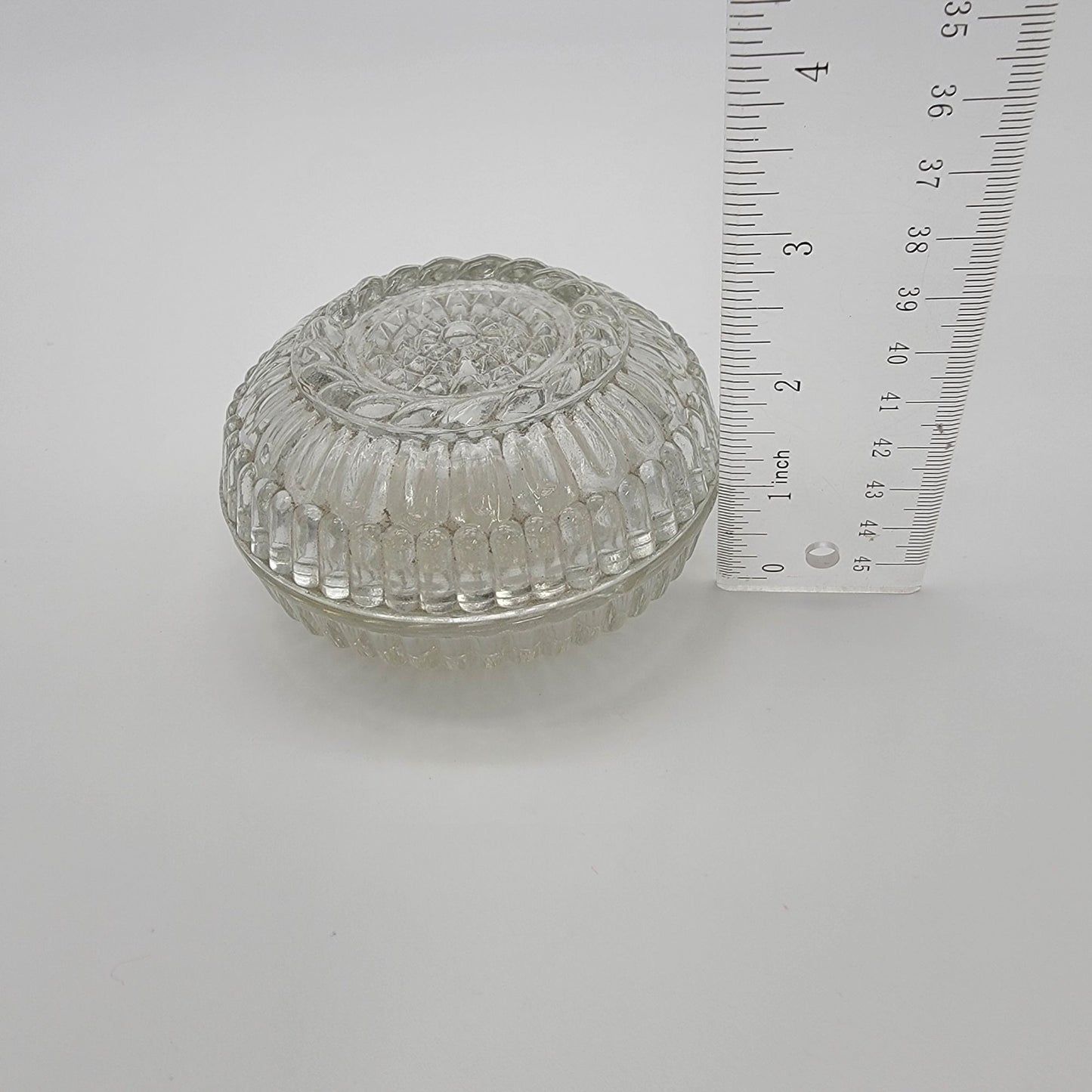 Vintage Round Glass Trinket Box