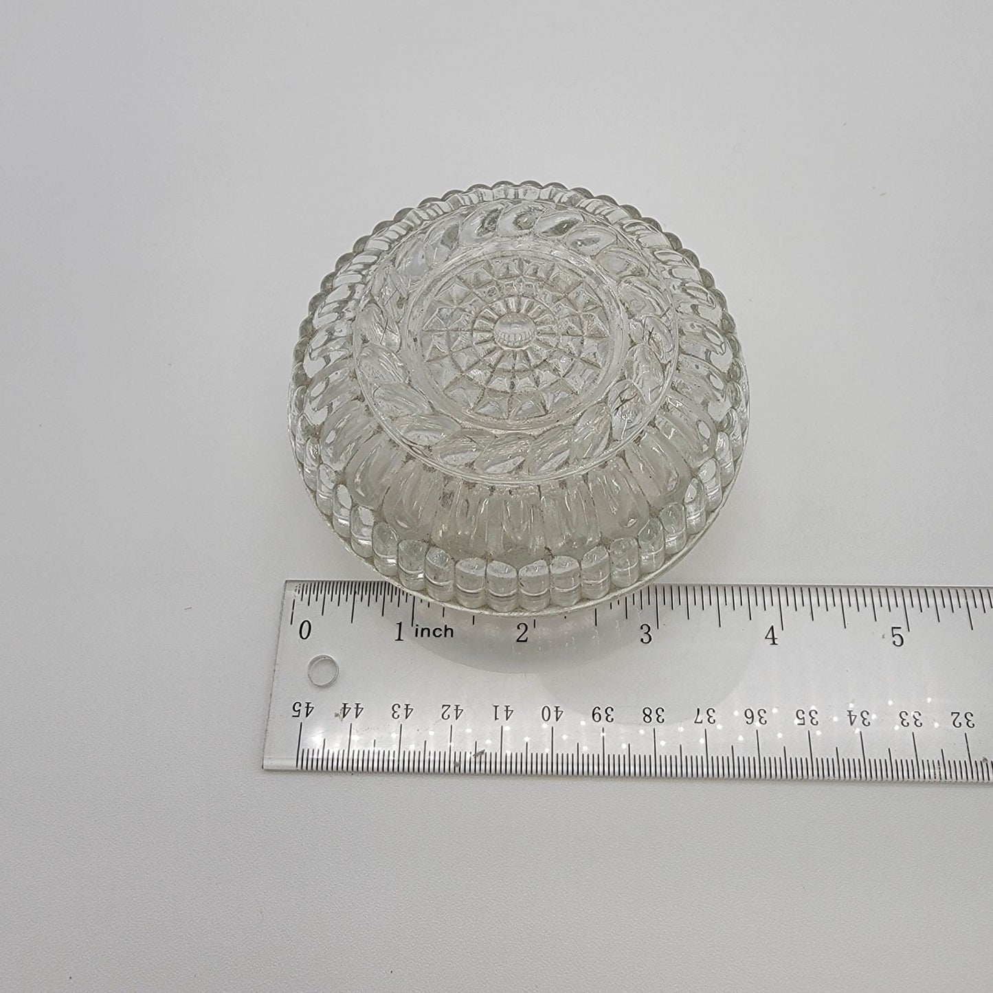 Vintage Round Glass Trinket Box