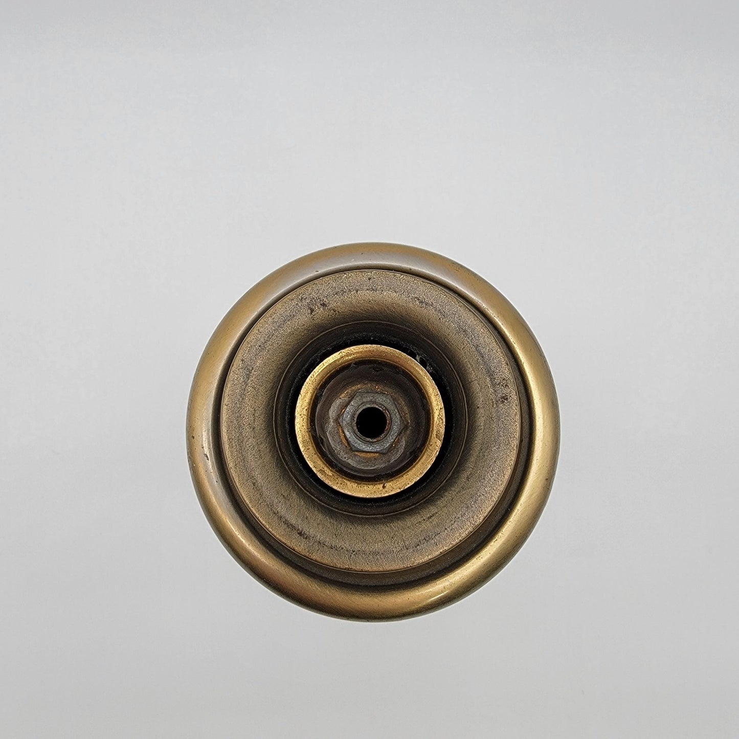 Vintage 1980s Brass & Wood Candle Holder