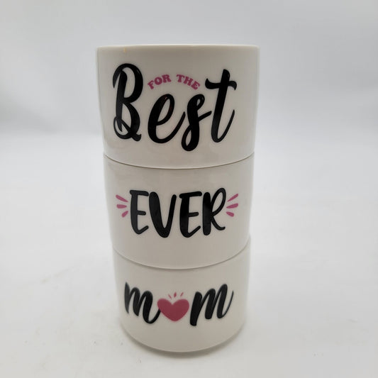 Set Of 3 Stacking Ceramic Planters With "Best Mom Ever"