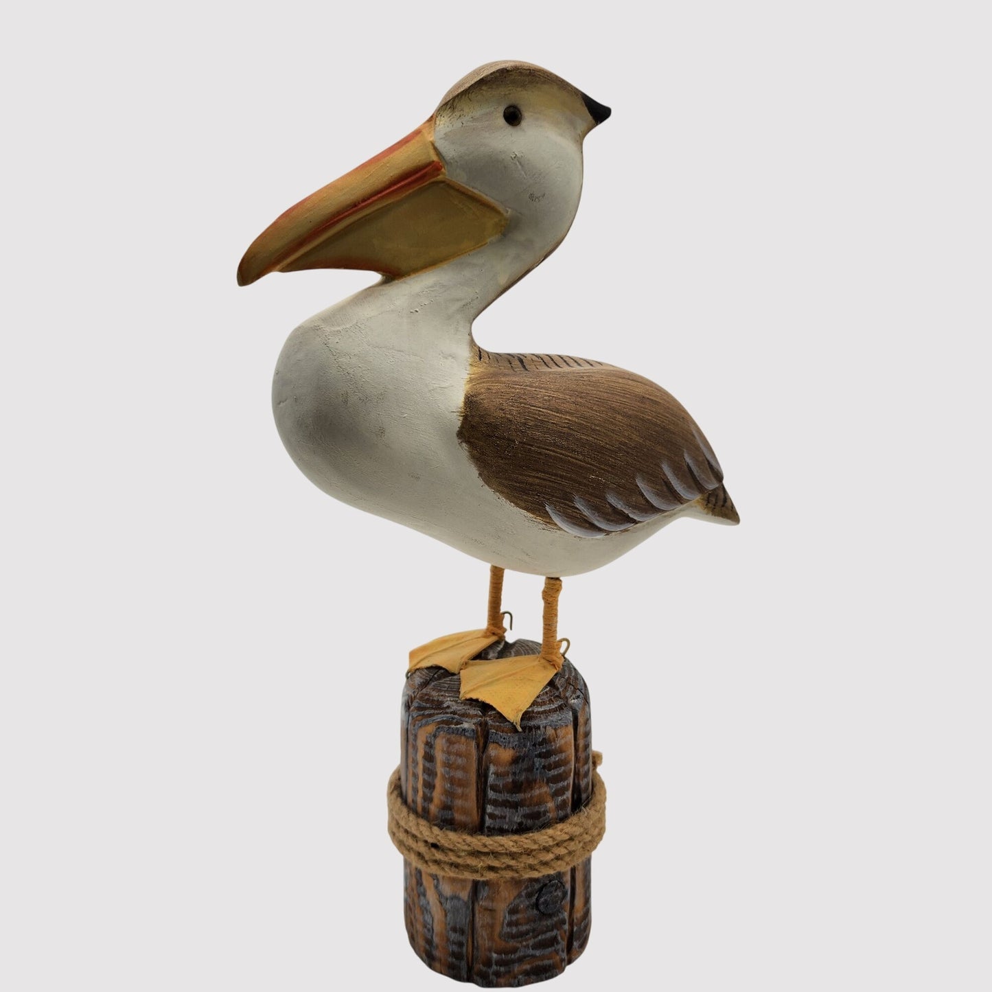 Handcrafted Wooden Pelican Sculpture