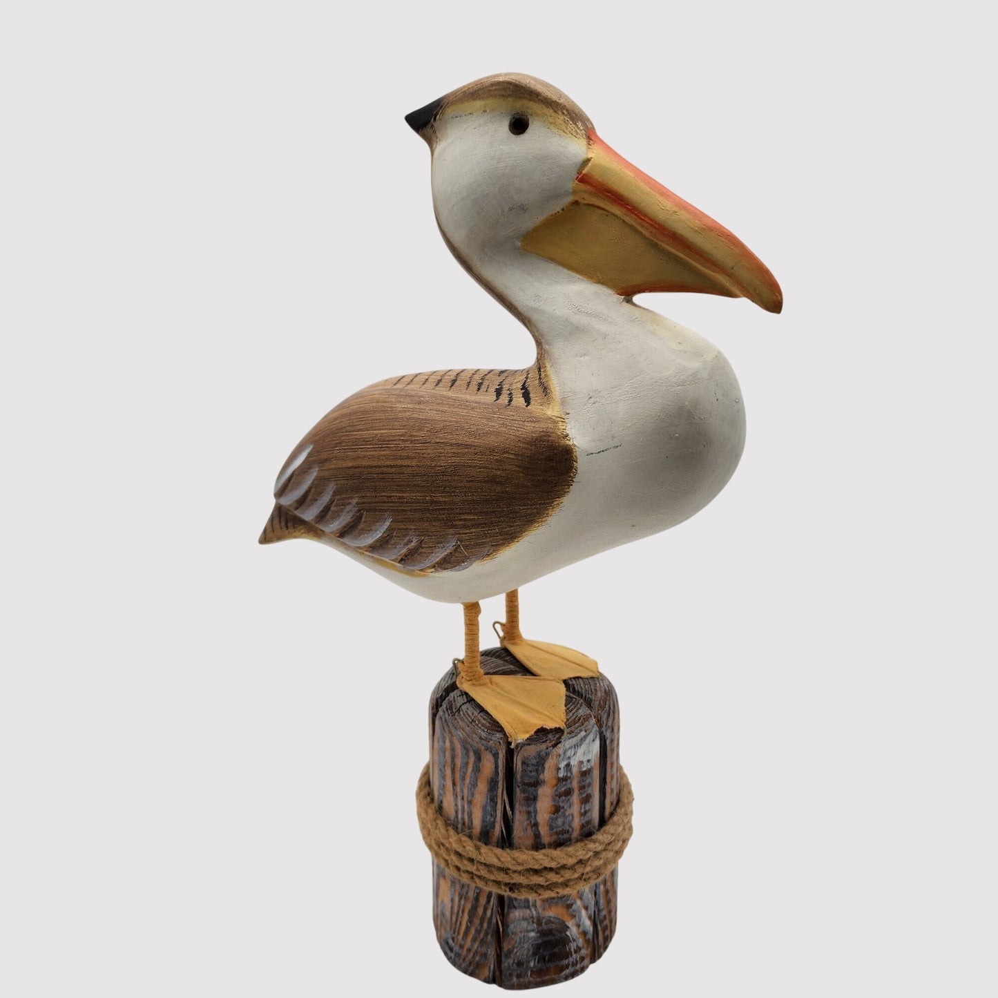 Handcrafted Wooden Pelican Sculpture