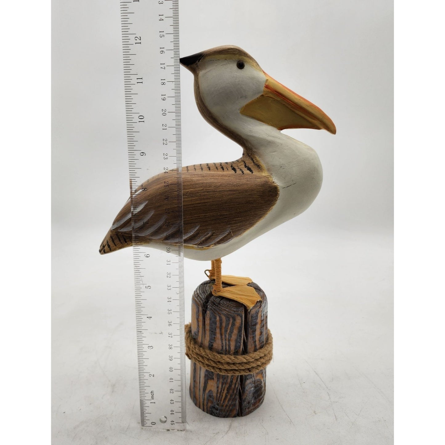 Handcrafted Wooden Pelican Sculpture