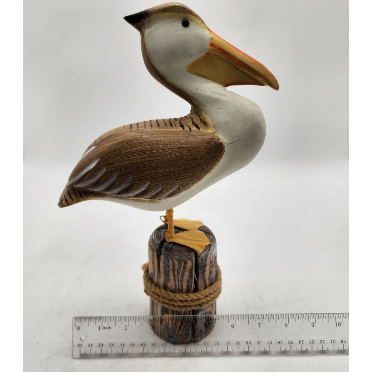 Handcrafted Wooden Pelican Sculpture