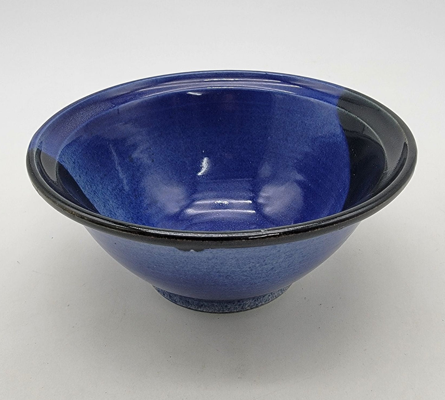 Vintage 2003 Signed Art Pottery Bowl Midnight Blue & Black Glaze