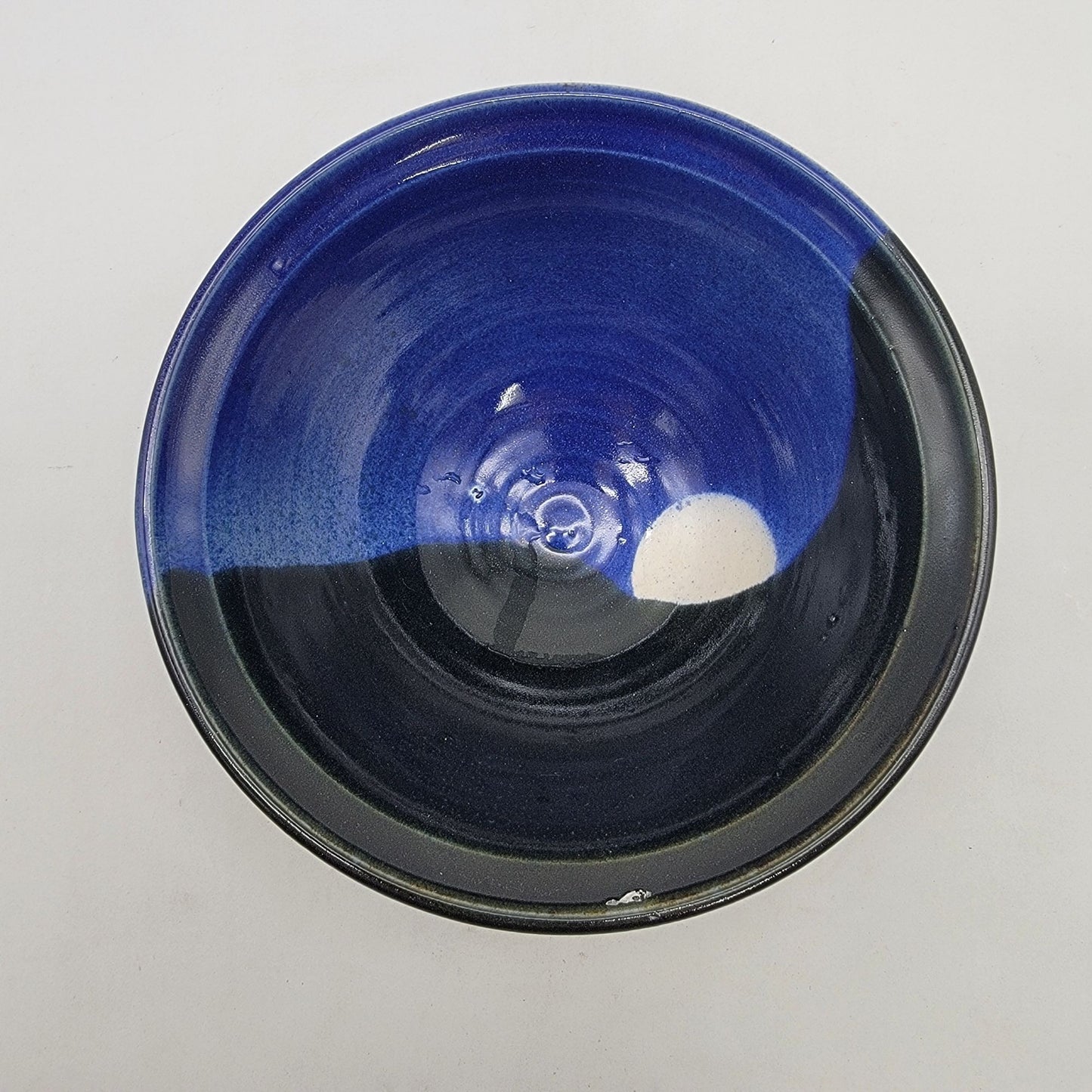 Vintage 2003 Signed Art Pottery Bowl Midnight Blue & Black Glaze