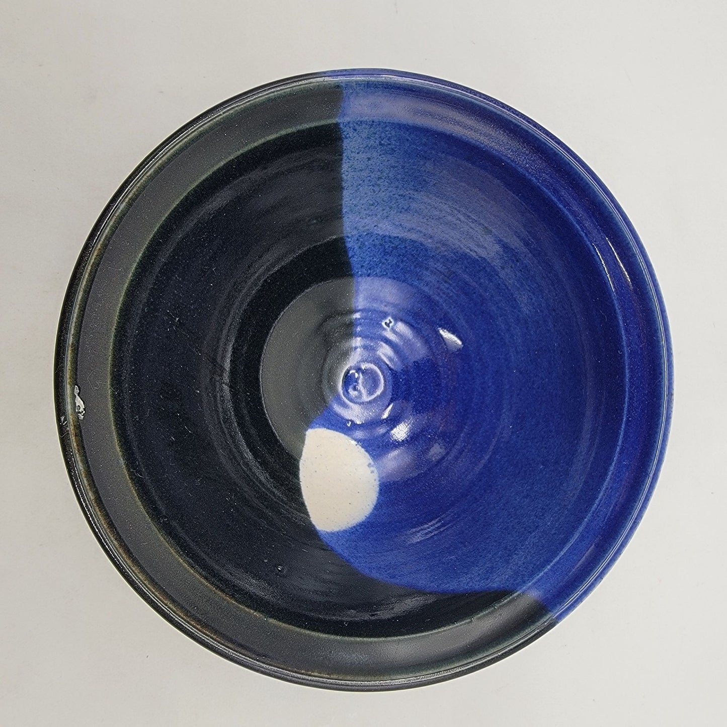Vintage 2003 Signed Art Pottery Bowl Midnight Blue & Black Glaze