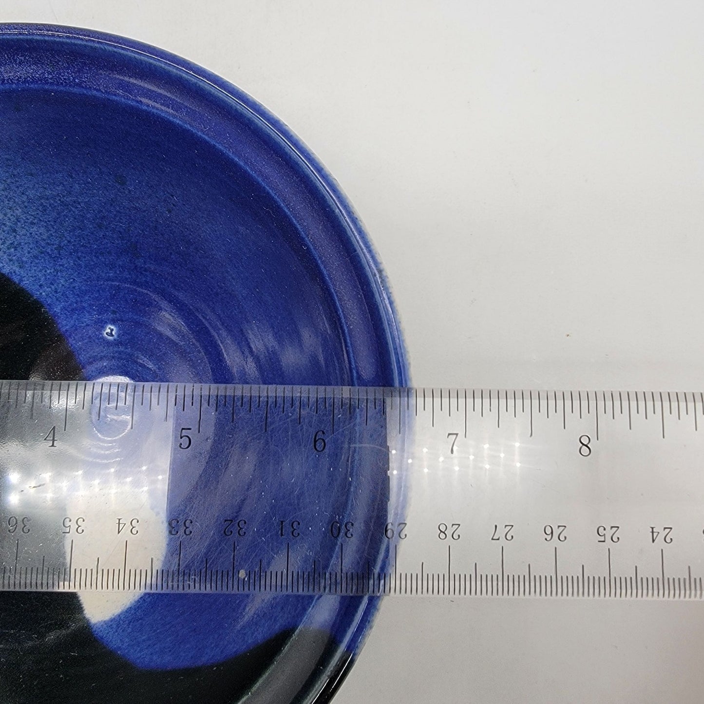 Vintage 2003 Signed Art Pottery Bowl Midnight Blue & Black Glaze