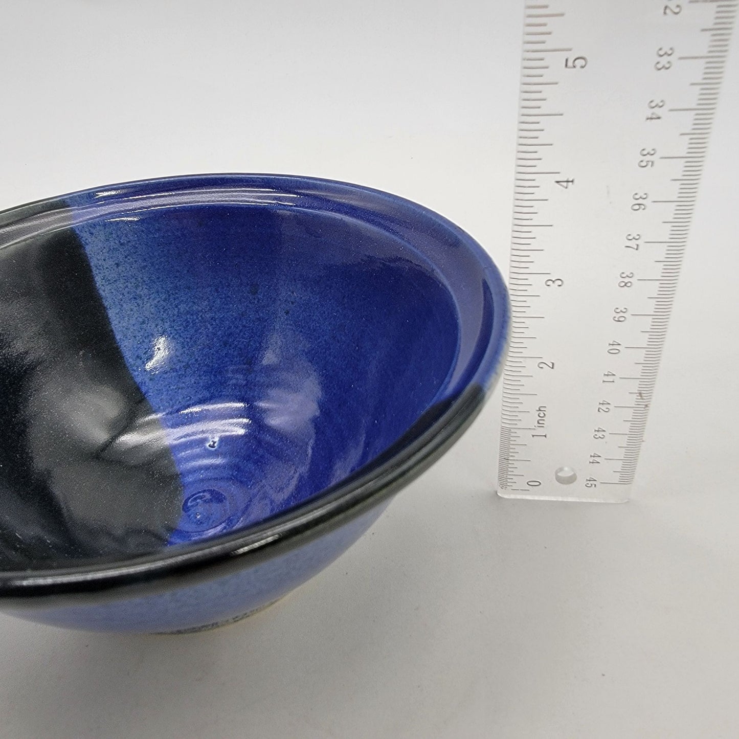 Vintage 2003 Signed Art Pottery Bowl Midnight Blue & Black Glaze