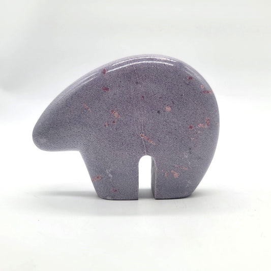 Natural Purple Lepidolite Zuni Bear Fetish Sculpture