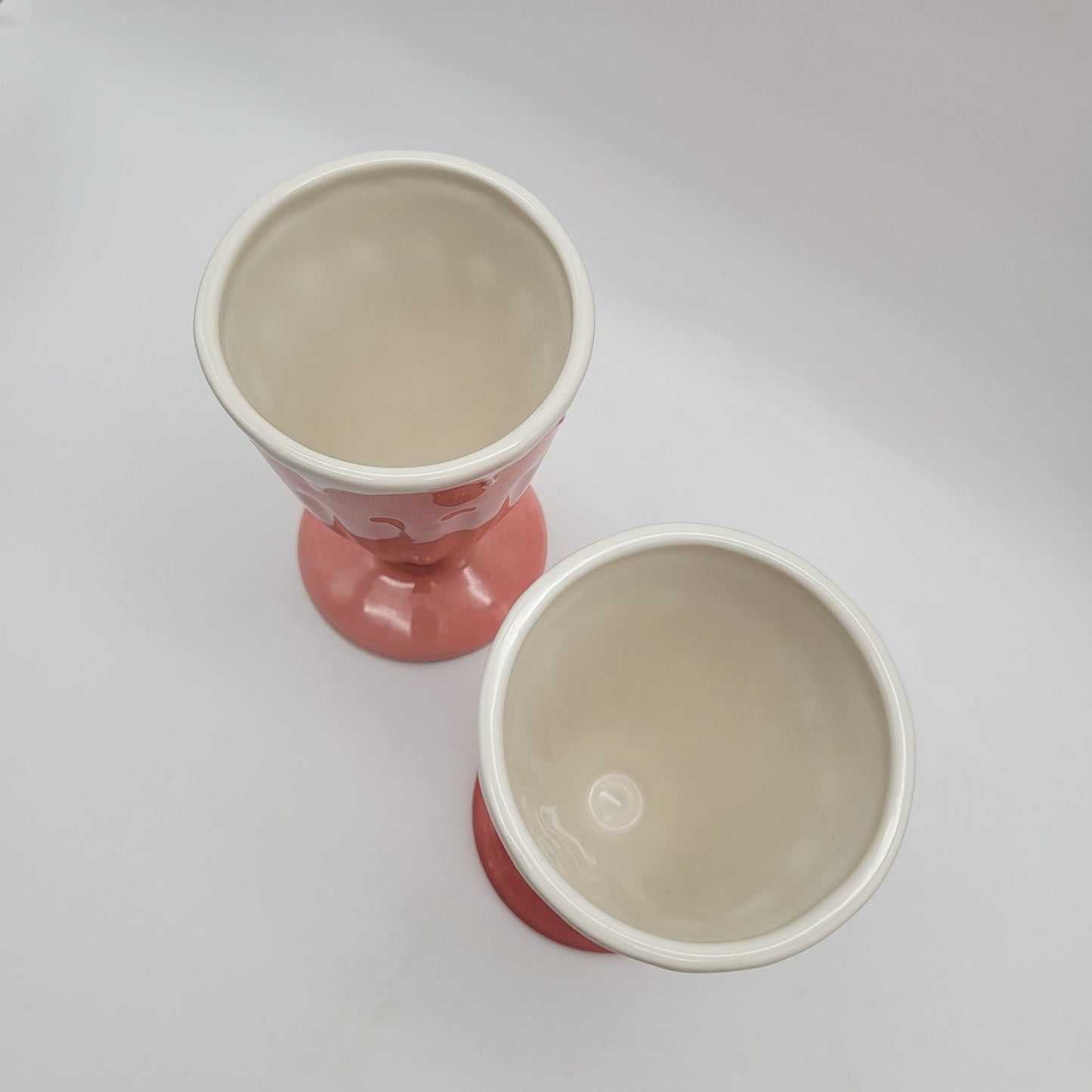 Pair Of Pottery Barn Pink Milkshake Parfait Cups Retired