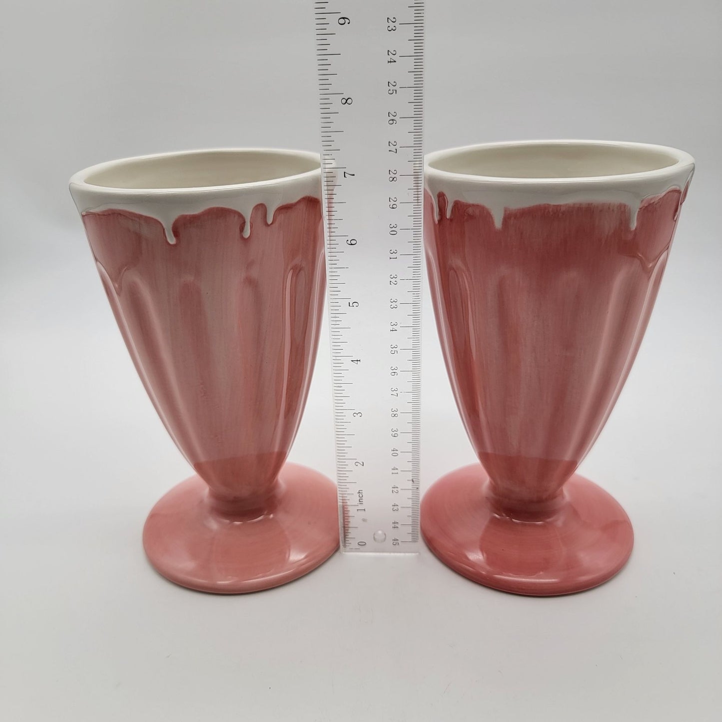 Pair Of Pottery Barn Pink Milkshake Parfait Cups Retired