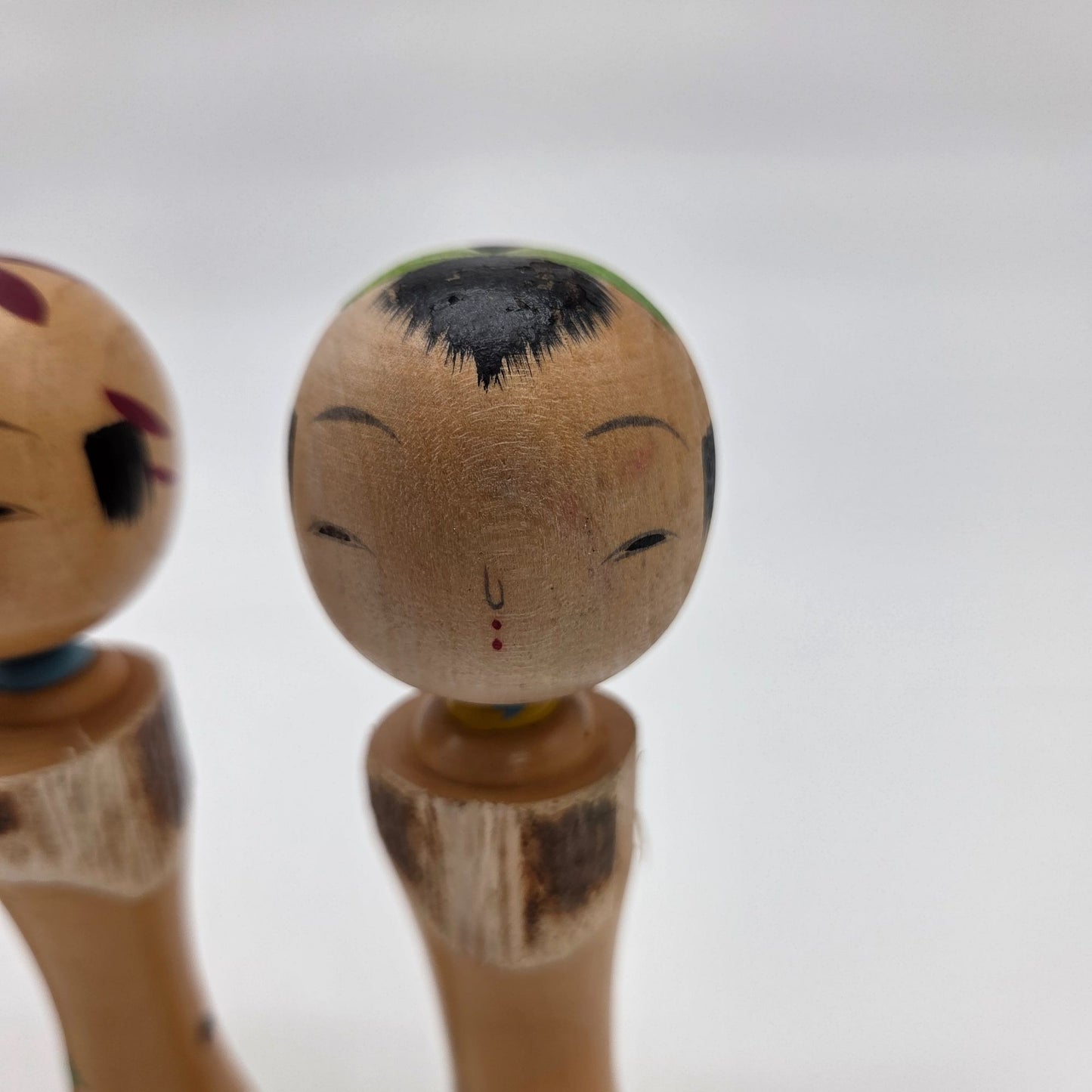 Set Of 3 Wood Japanese Kokeshi Dolls
