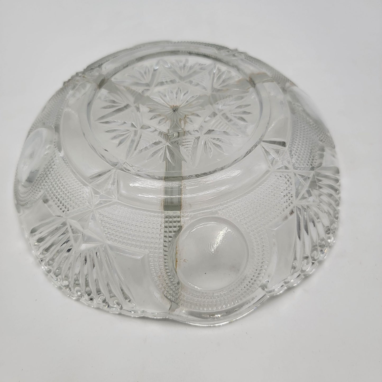 Vintage 1920's Samuel Reich Divided Relish Bowl Clear Glass Dish