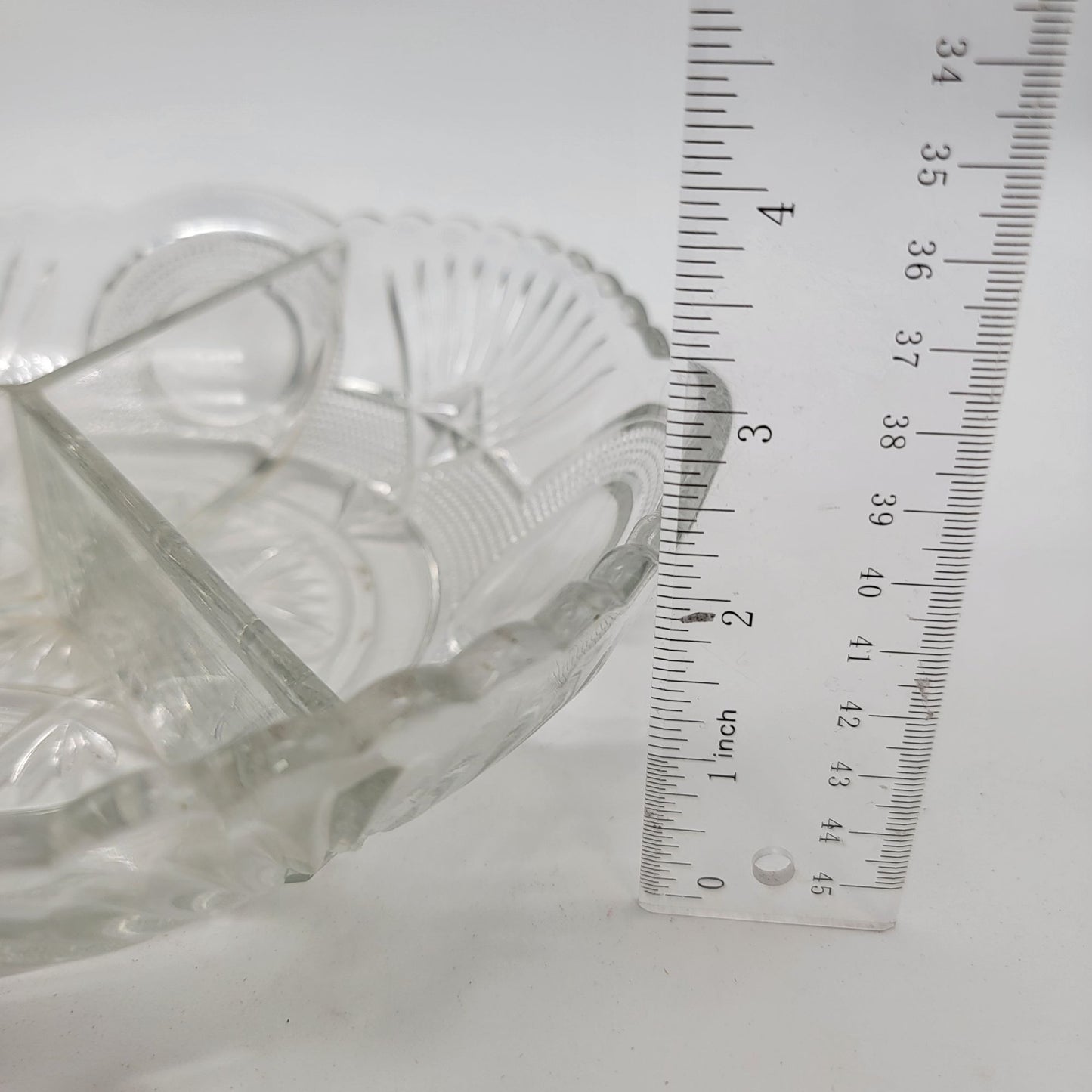Vintage 1920's Samuel Reich Divided Relish Bowl Clear Glass Dish