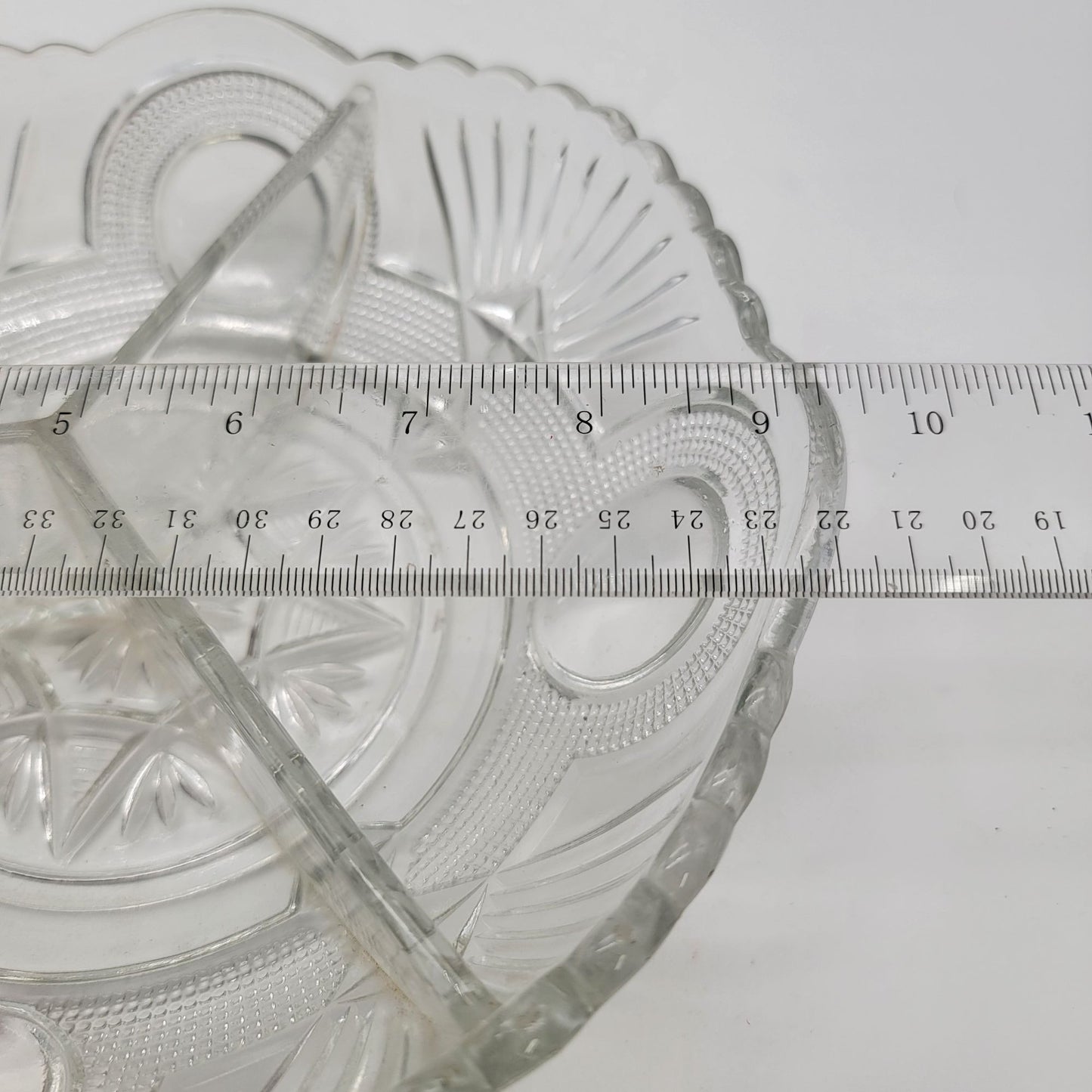 Vintage 1920's Samuel Reich Divided Relish Bowl Clear Glass Dish