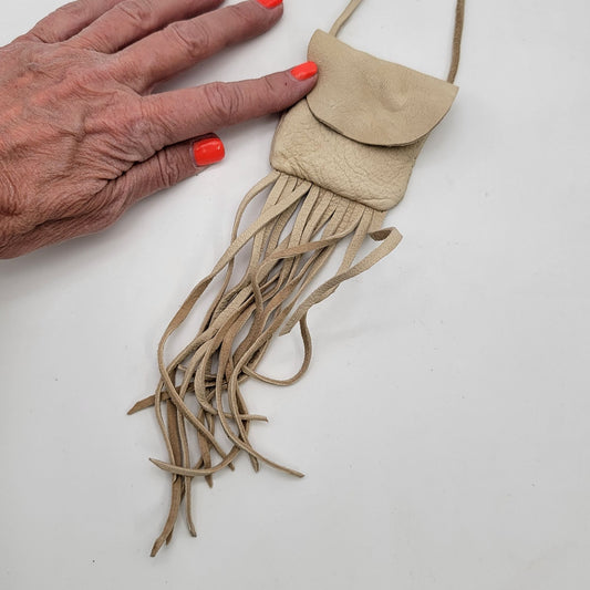Vintage Native American Leather Medicine Bag Pouch With Fringe