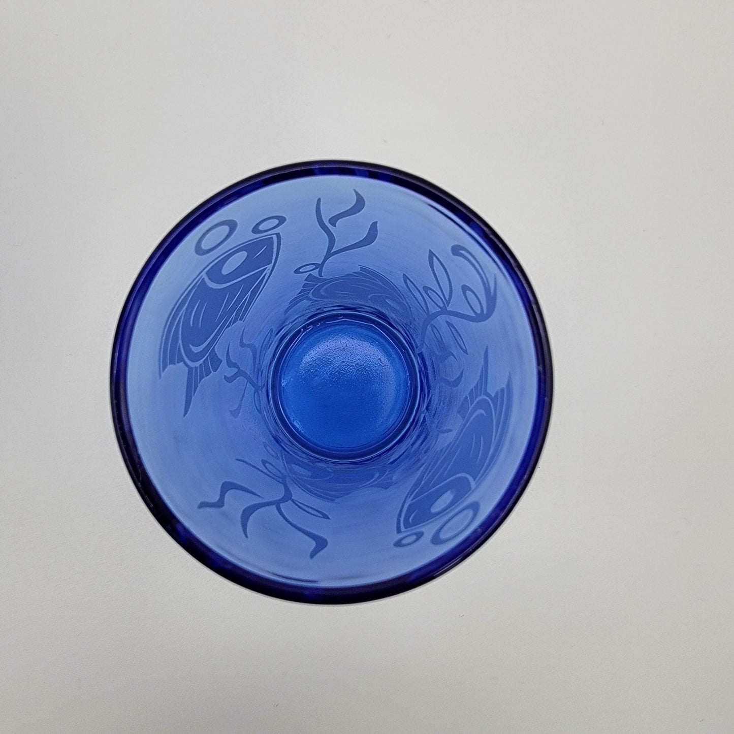 1930s Hazel Atlas Blue Glass Fish Cocktail Shaker Set of 5 Matching Glasses Sportsman Series