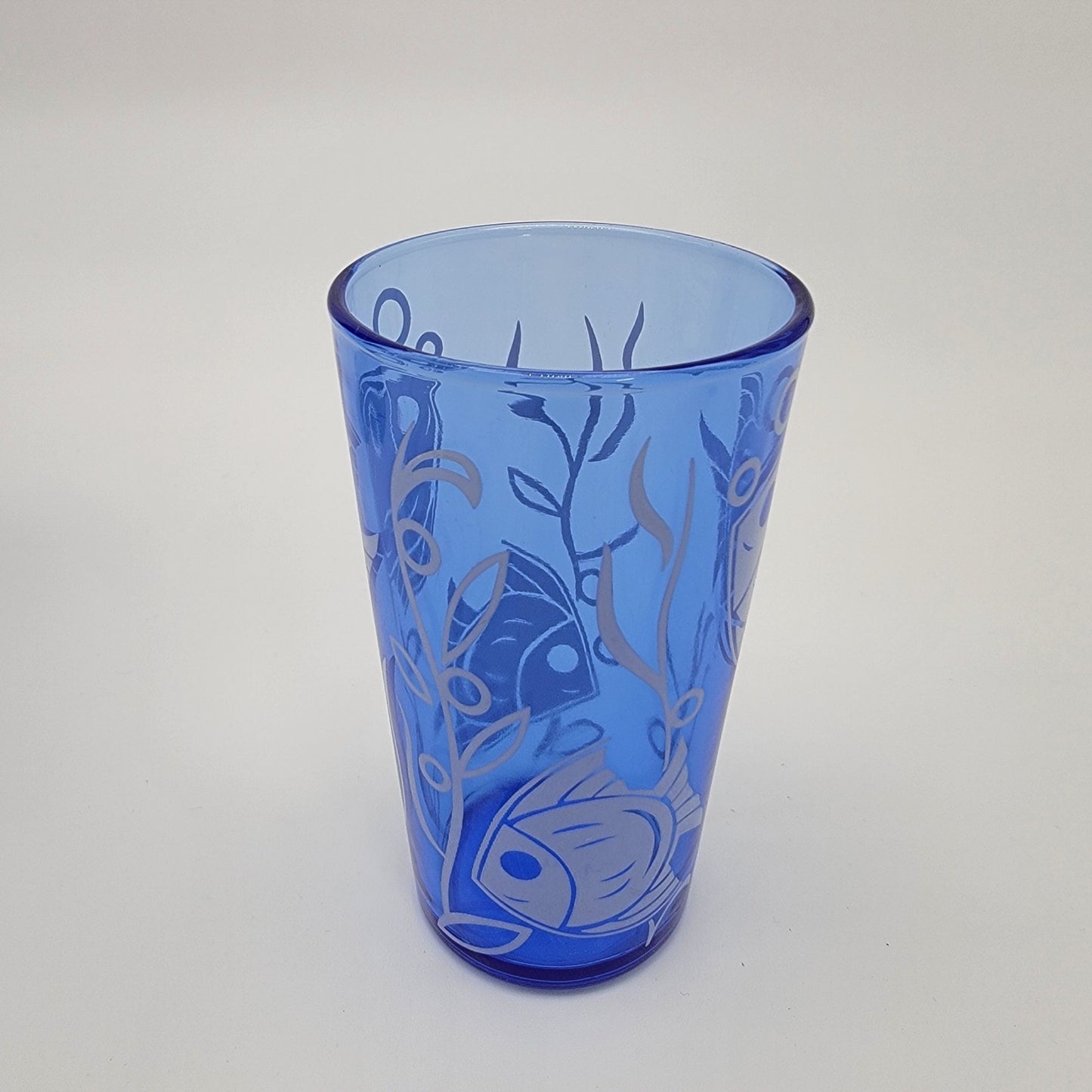 1930s Hazel Atlas Blue Glass Fish Cocktail Shaker Set of 5 Matching Glasses Sportsman Series