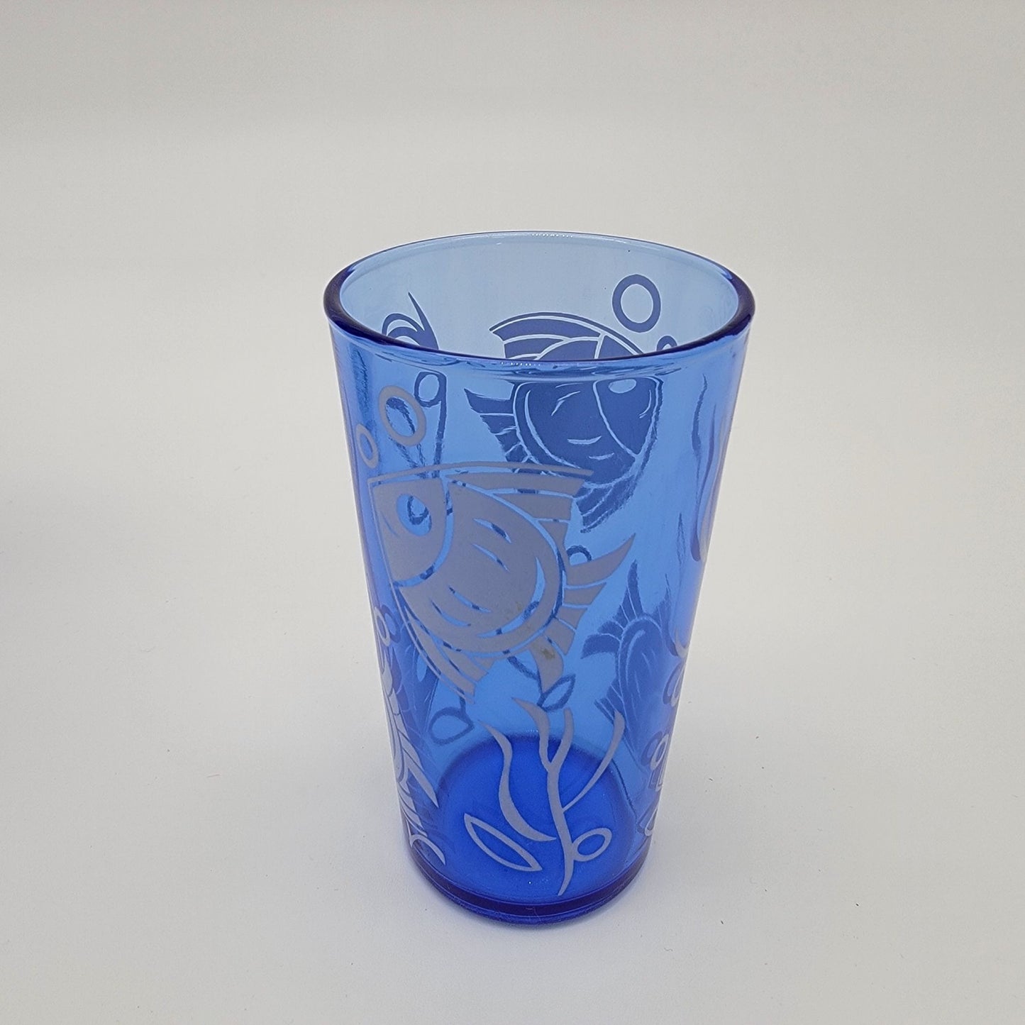 1930s Hazel Atlas Blue Glass Fish Cocktail Shaker Set of 5 Matching Glasses Sportsman Series