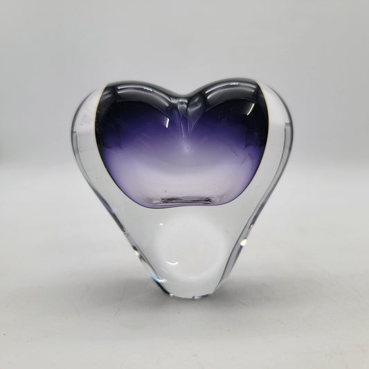 Svend Jensen Scandinavian Purple Lead Crystal Heart Bud Vase Paperweight