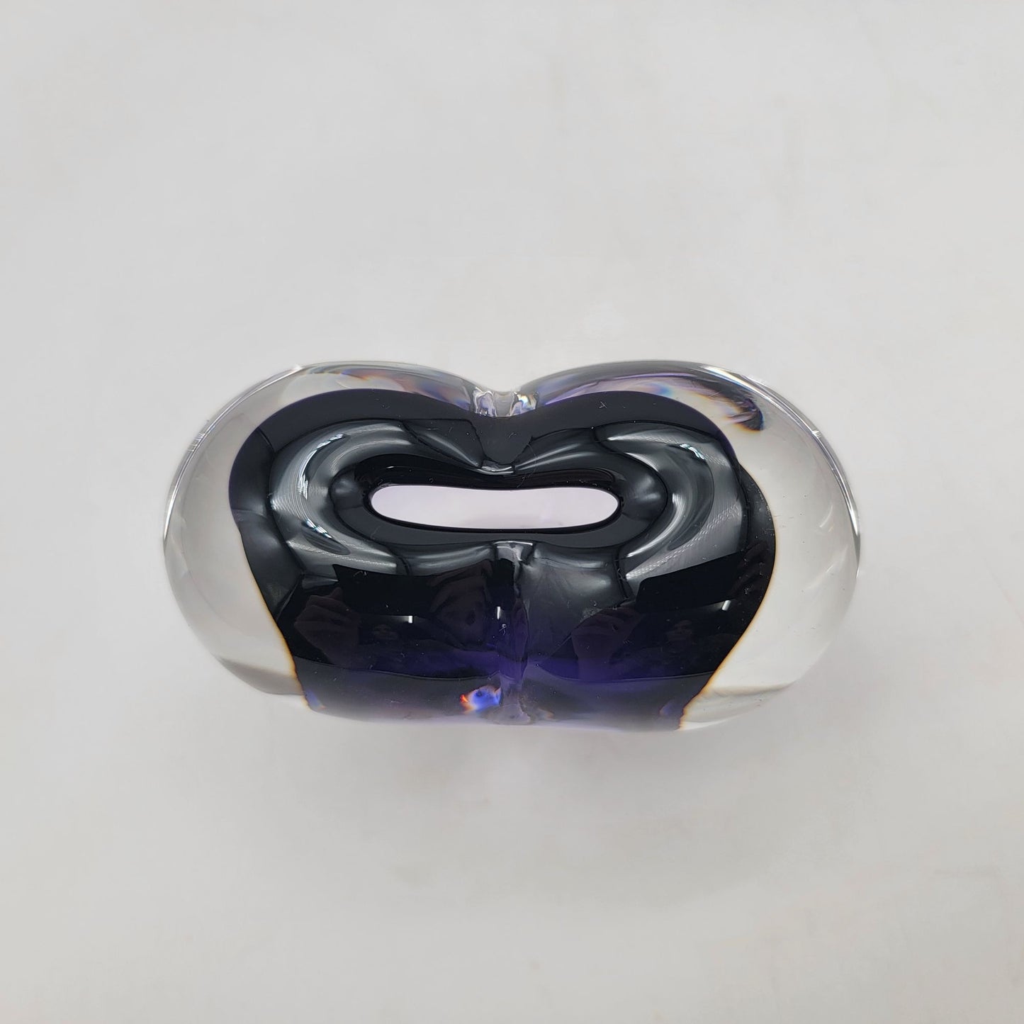 Svend Jensen Scandinavian Purple Lead Crystal Heart Bud Vase Paperweight
