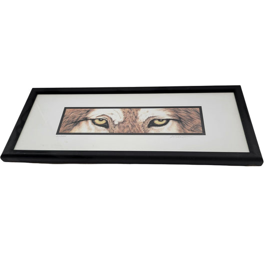 The Predators Brown Wolf Eyes Framed Print By DK Dennis 1993 Horizontal Matted Art 2 Of 3 In Series