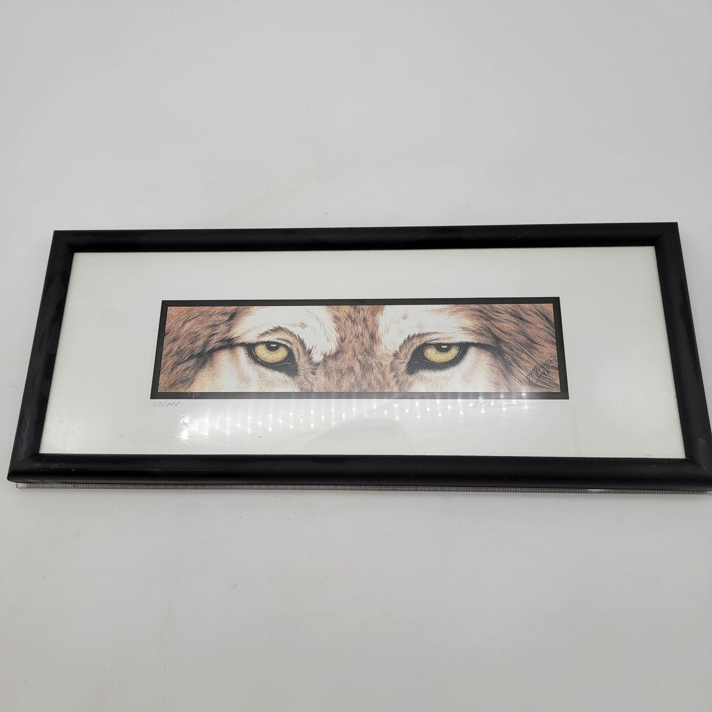 The Predators Brown Wolf Eyes Framed Print By DK Dennis 1993 Horizontal Matted Art 2 Of 3 In Series