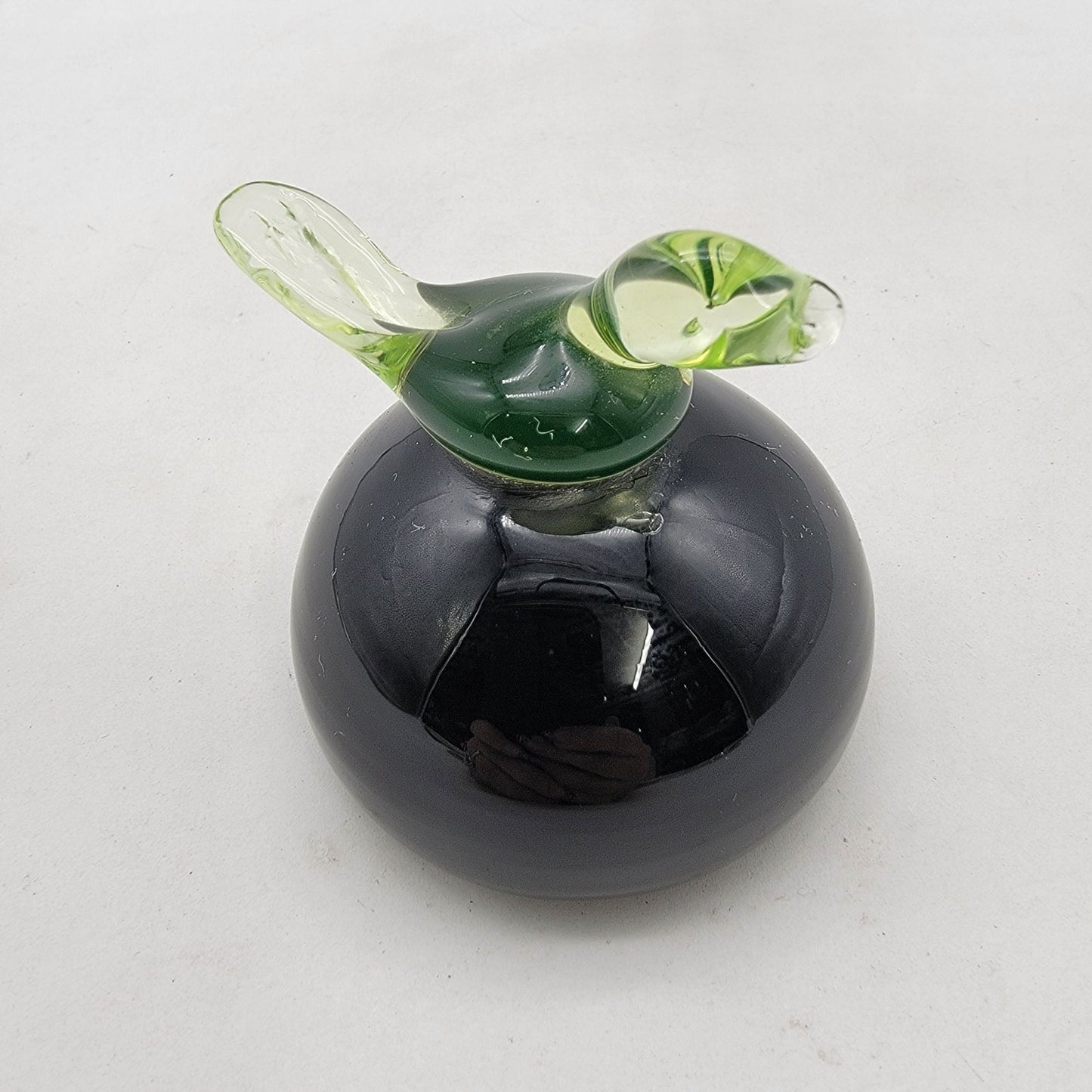 Vintage Art Glass Bird On Sphere Paperweight