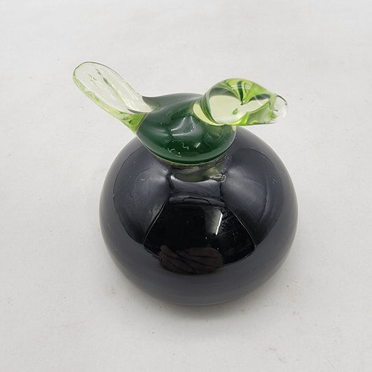 Vintage Art Glass Bird On Sphere Paperweight