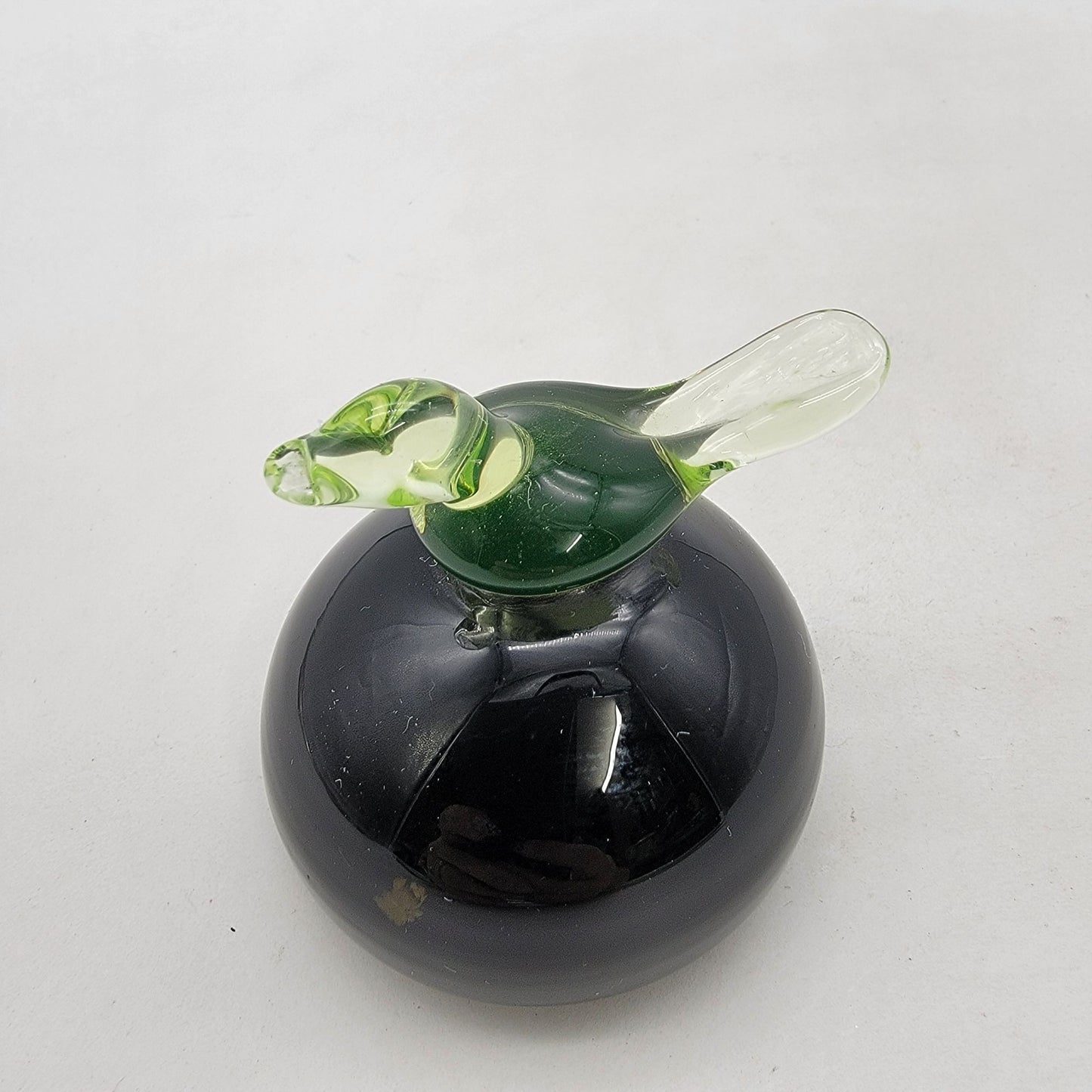 Vintage Art Glass Bird On Sphere Paperweight