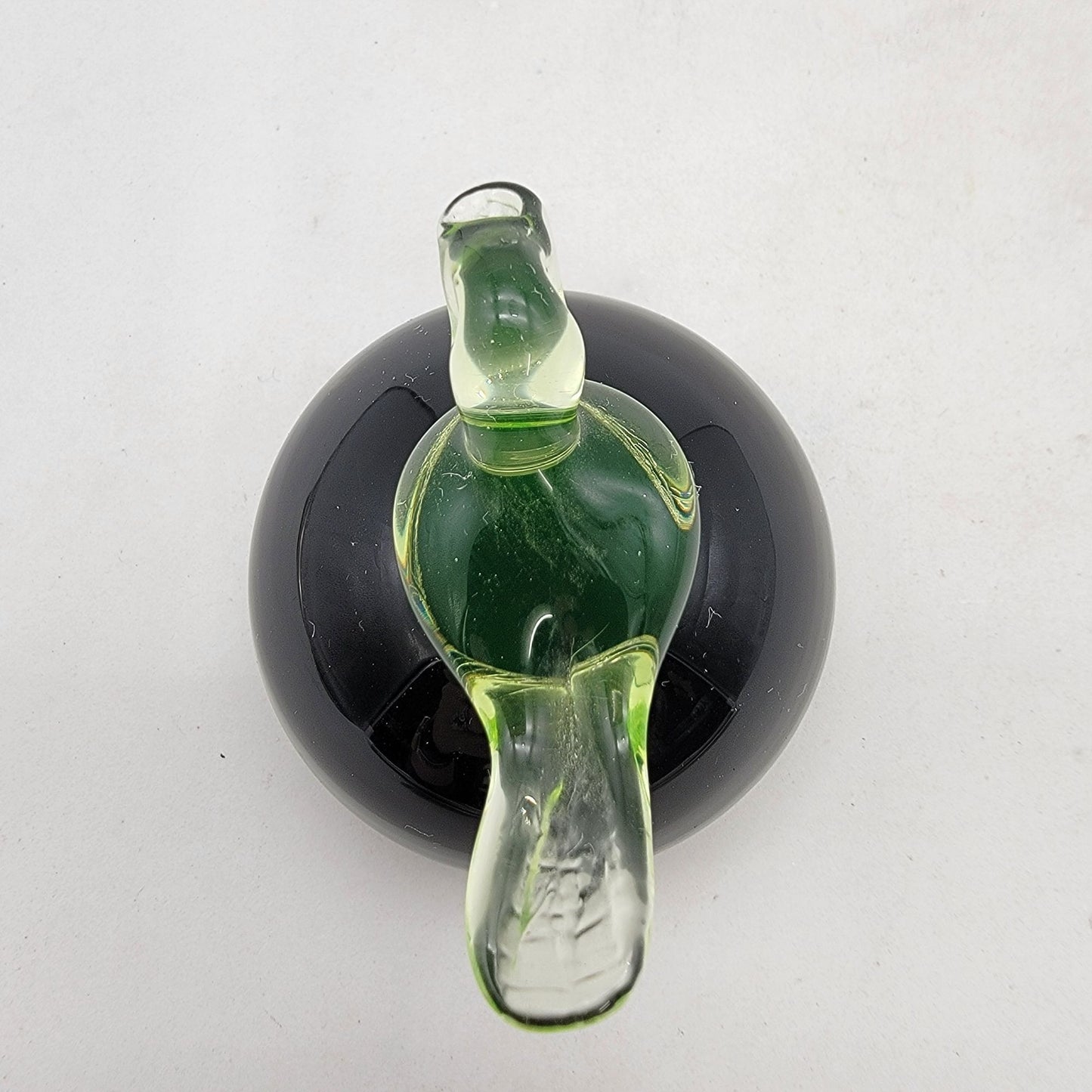 Vintage Art Glass Bird On Sphere Paperweight