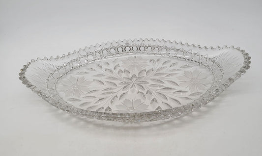 Antique American Brilliant Cut Glass Serving Dish Early 1900's