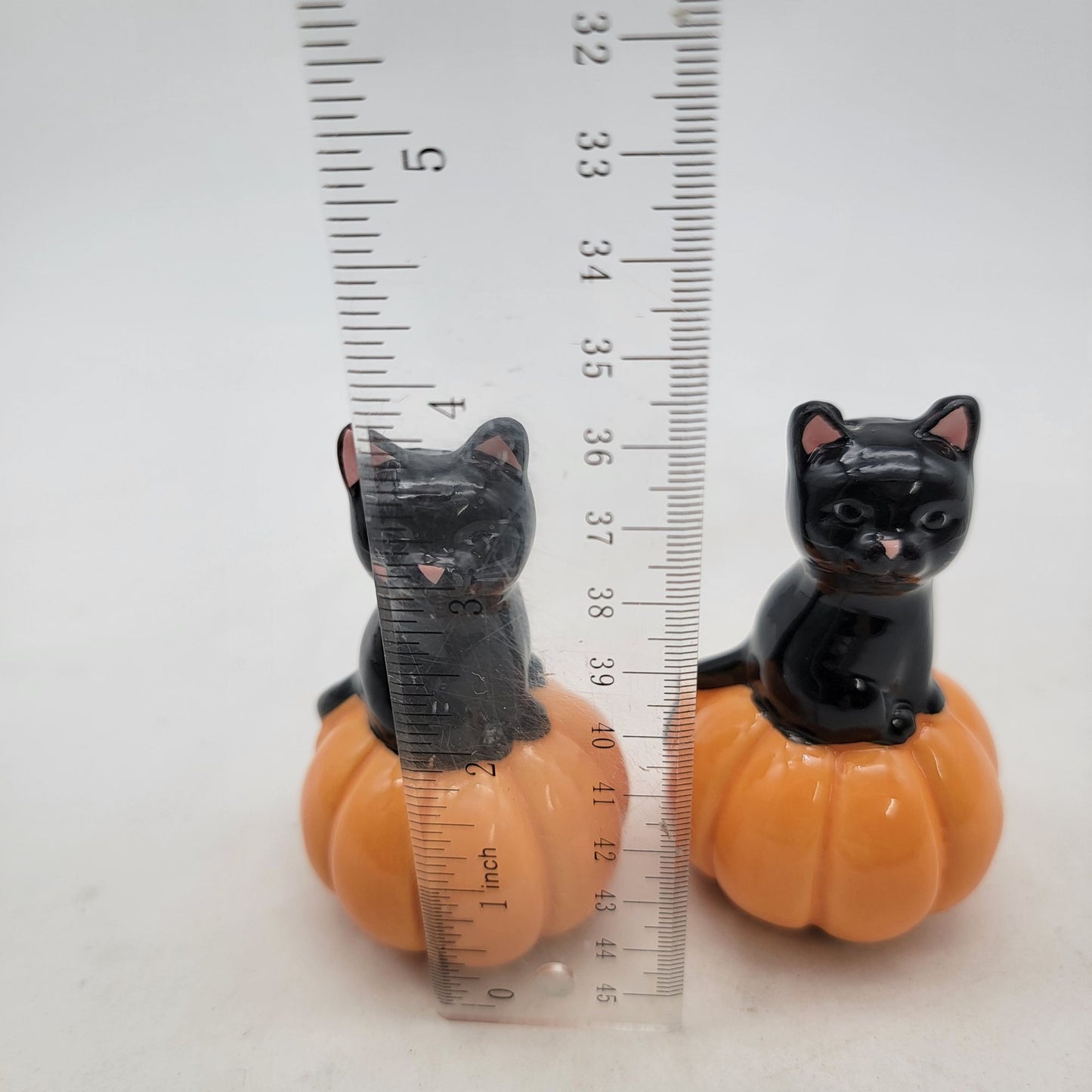 Black Cat On Pumpkin Salt & Pepper Shaker Set