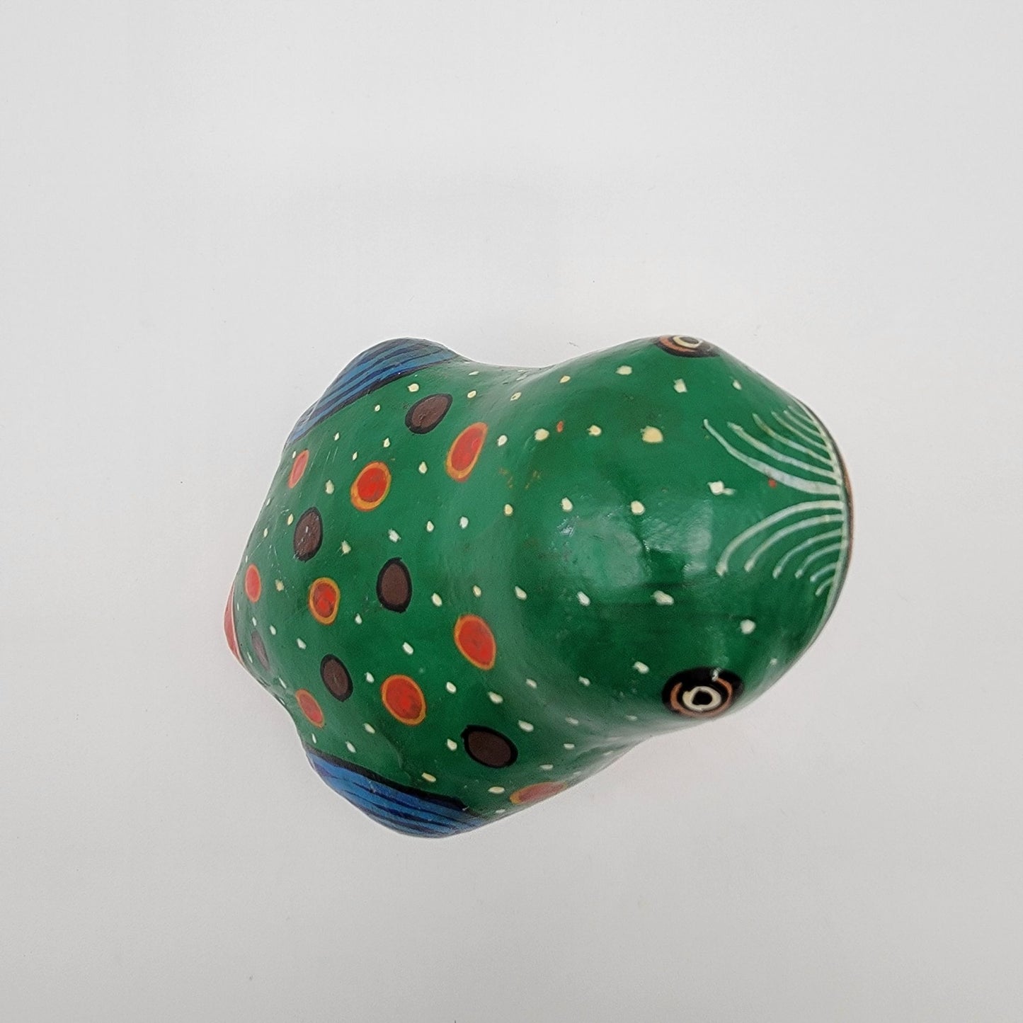 Vintage Hand-Painted Talavera Folk Art Frog Earthenware Sculpture
