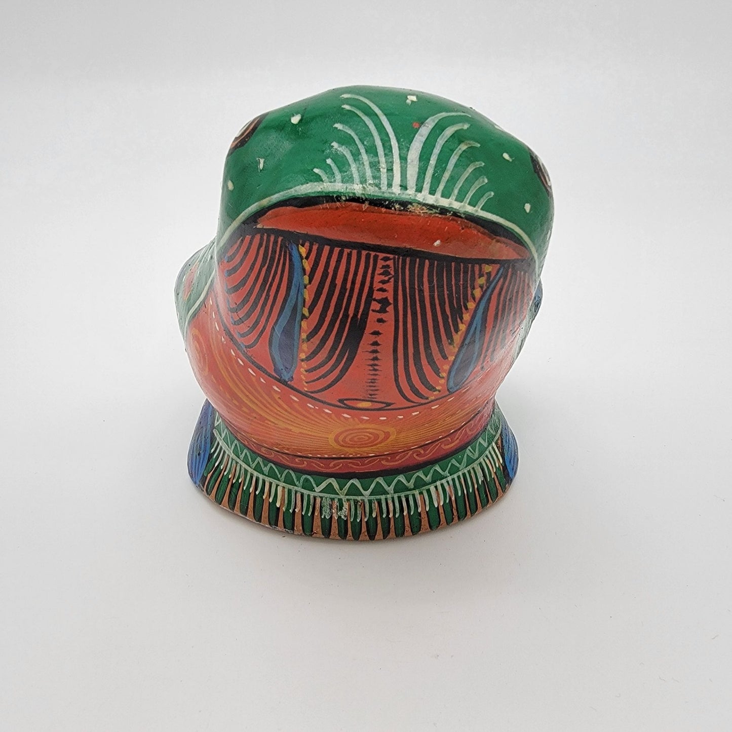 Vintage Hand-Painted Talavera Folk Art Frog Earthenware Sculpture