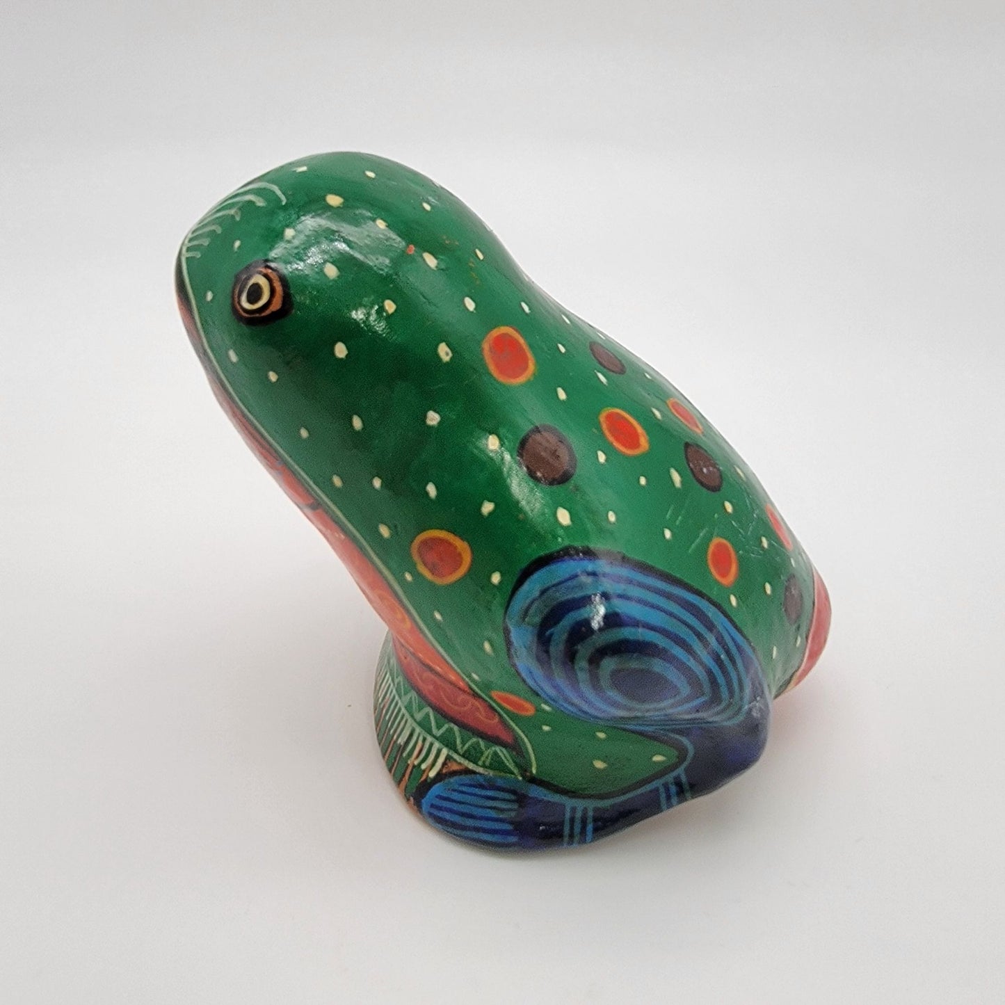 Vintage Hand-Painted Talavera Folk Art Frog Earthenware Sculpture