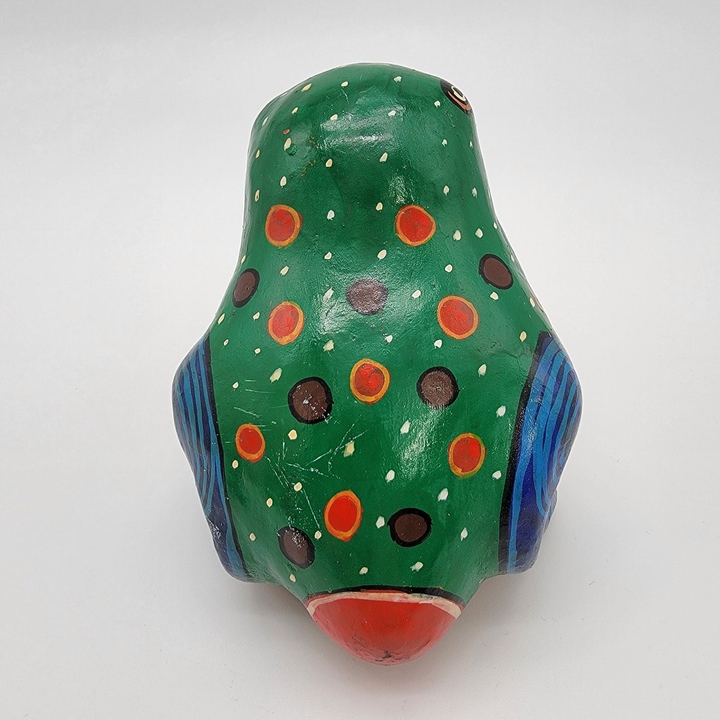 Vintage Hand-Painted Talavera Folk Art Frog Earthenware Sculpture
