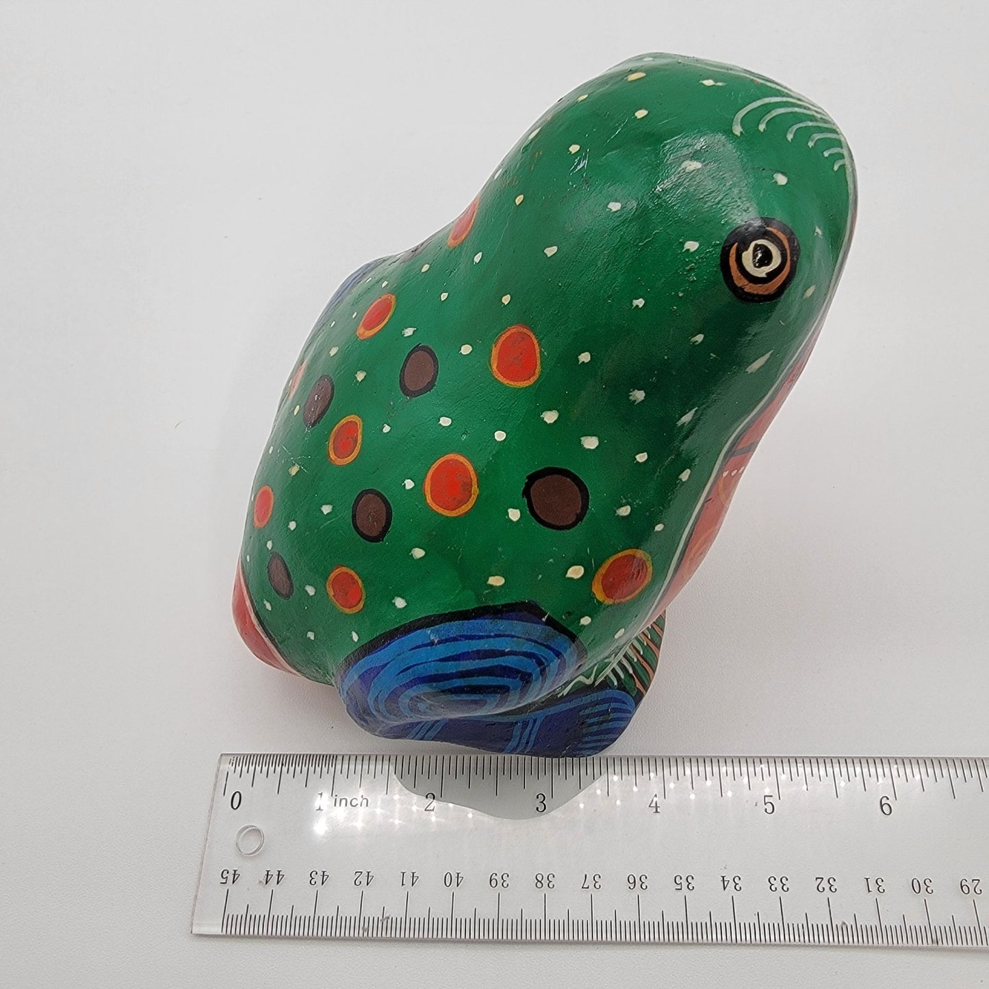 Vintage Hand-Painted Talavera Folk Art Frog Earthenware Sculpture